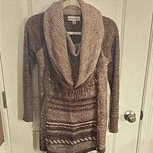 Knox Rose Striped Cowl Neck Sweater in Brown and Cream